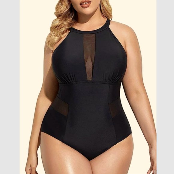 NWT Daci Plus-Size One-Piece Swimsuit with Mesh Cut-Outs, Size 18W - Picture 5 of 8